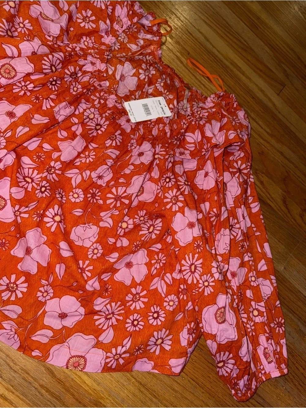 Free People Girls' Pink Floral Blouse on Orange